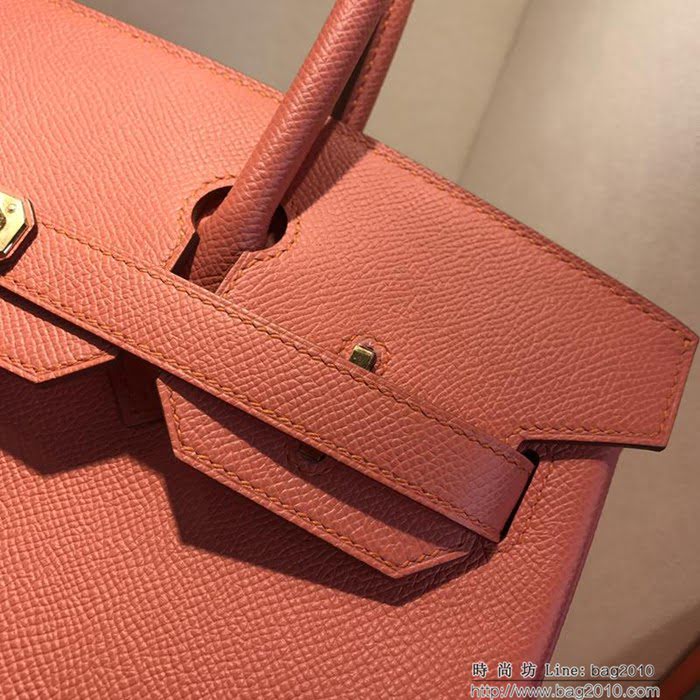 HERMES愛馬仕 鉑金包 Birkin 30cm Epsom L5 Crevette 龍蝦粉 金扣 頂級工藝 全手工 蠟線縫製 法國原廠工匠 時尚手提包  Ama1221